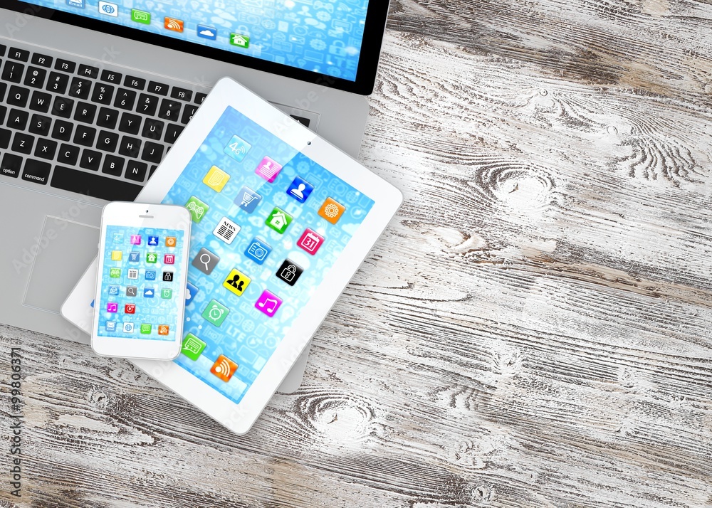 Laptop, phone and tablet pc. Laptop, phone and tablet pc.