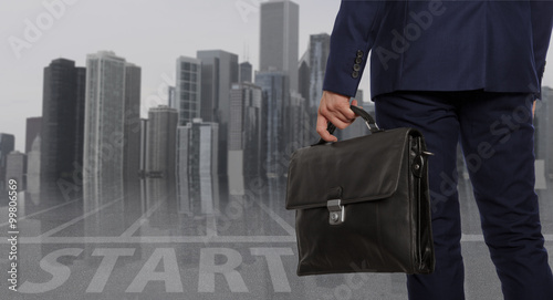 Portfolio investor. Businessman with briefcase