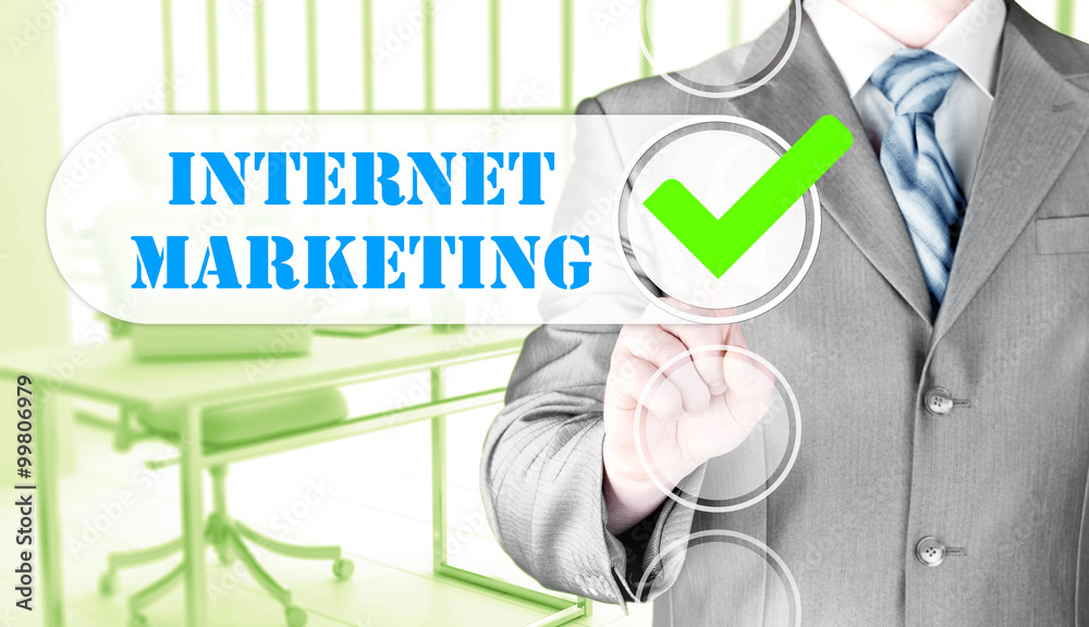 business man pressing checkbox internet marketing business man pressing checkbox internet marketing
