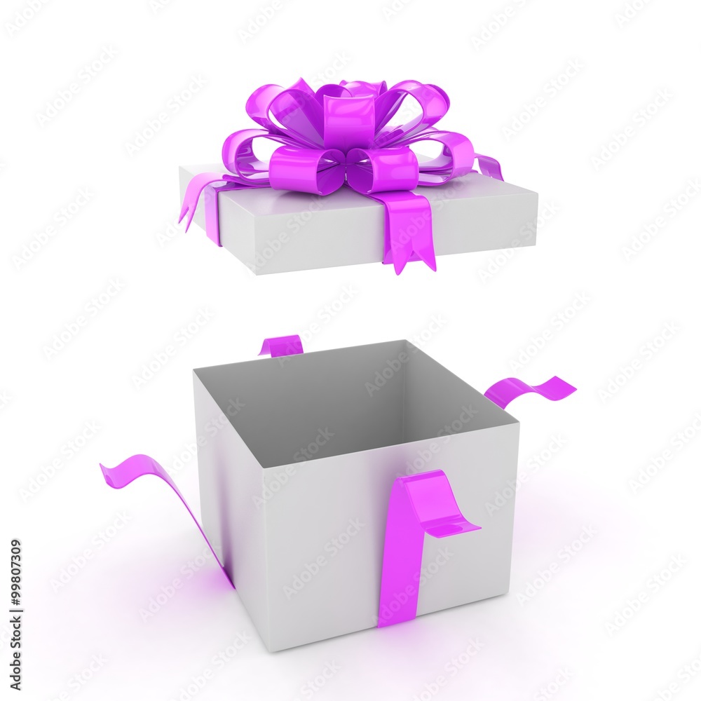 open gift box with bows isolated on white open gift box with bows isolated on white