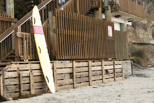 Leaning Surfboard at Swami's Beach