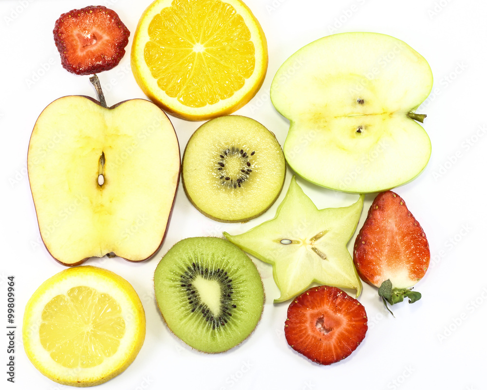 Apple kiwi star fruit orange lemon strawberry slice Apple kiwi star fruit orange lemon strawberry slice