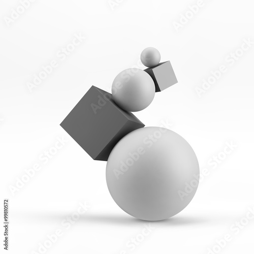 Composition of 3d geometric shapes. Vector Illustration.