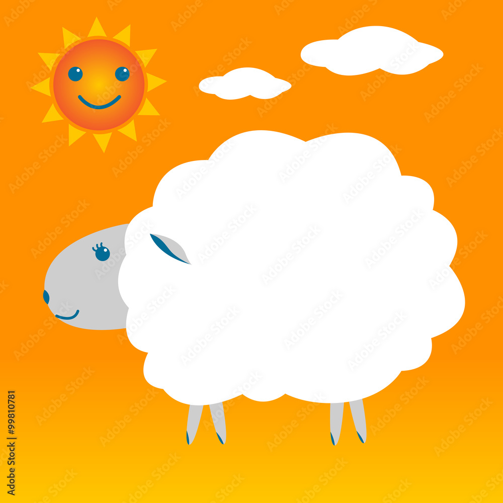 Obraz premium Sheep with sun and cloud , vector