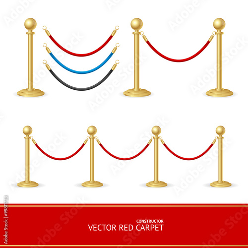 Red Carpet Gold Barrier Constructor. Vector