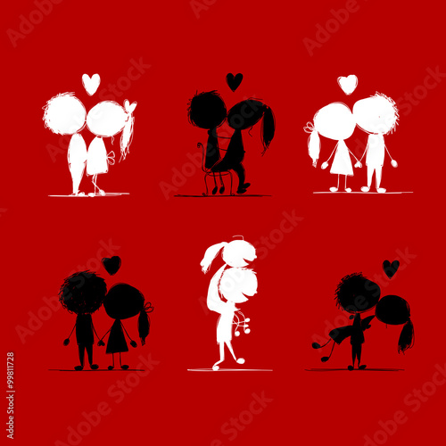 Couple in love together, valentine sketch for your design