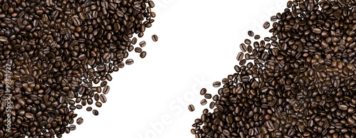 Coffee beans on white background