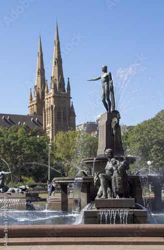 The Archibald Fountain and St Mary's Cathedral, Sydney