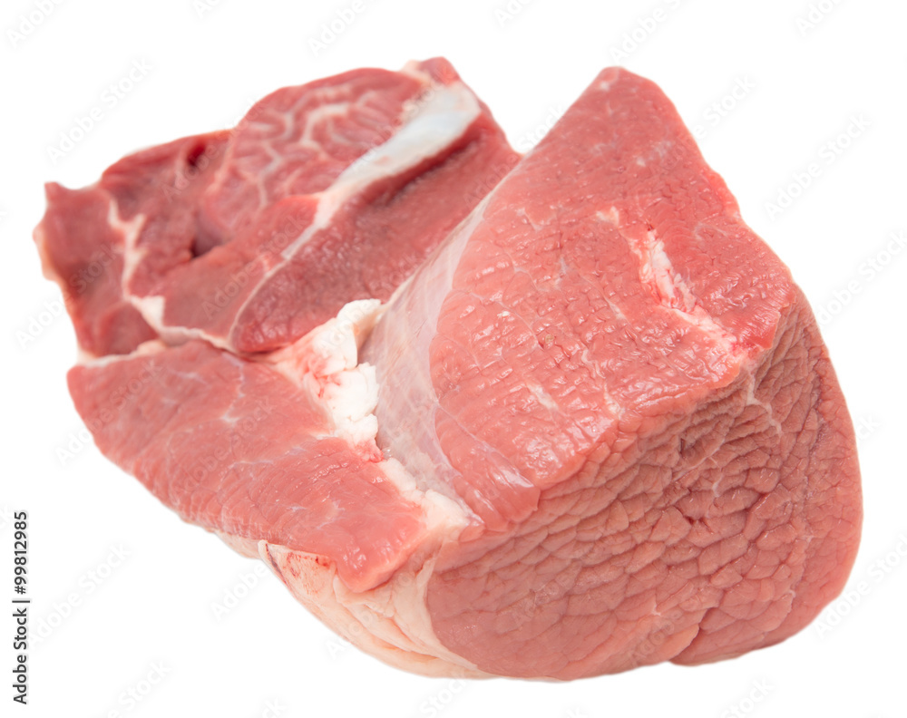 fresh flesh of beef on a white background fresh flesh of beef on a white background