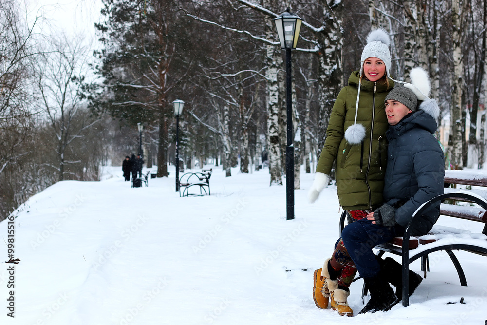 couple of lovers winter time