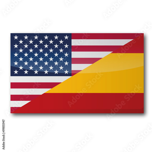 Flagge mit Übersetzung in amerikanisch und spanisch
