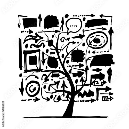 Tree with arrows, sketch for your design