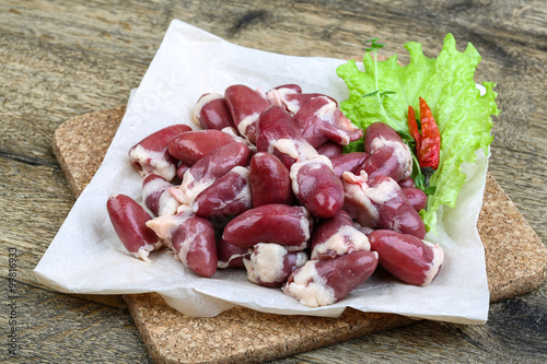 Raw chicken hearts