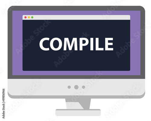 Vector illustration computer screen showing compile heading