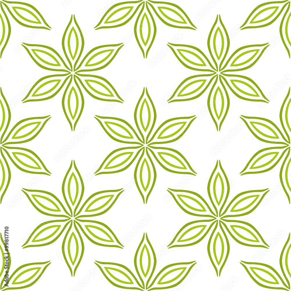 Simple green flowers seamless pattern