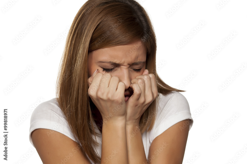 a young beautiful woman is suffering from something a young beautiful woman is suffering from something