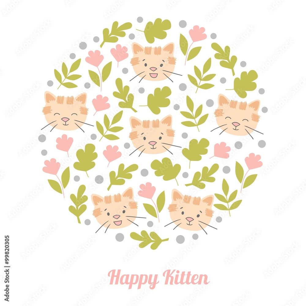 Face cut cat in a circle vector design illustration. Face cut cat in a circle vector design illustration.