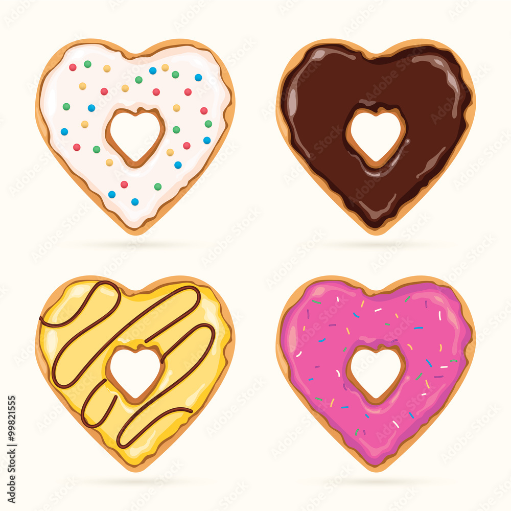 Fototapeta premium Heart Shaped Donuts