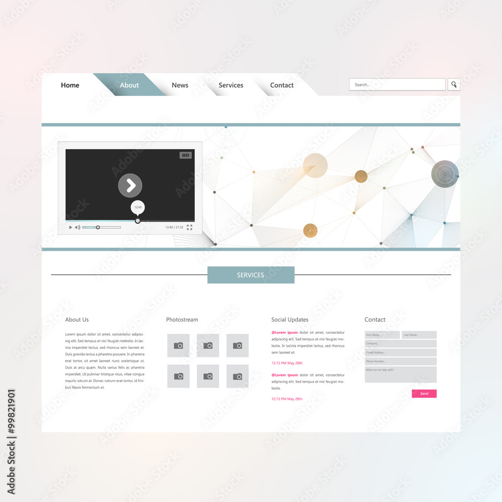 Minimalistic Business website design template. Vector Design.
Minimalistic Business website design template. Vector Design.