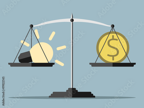 Lightbulb, money and balance