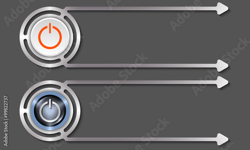 Silver abstract boxes for your text and power button