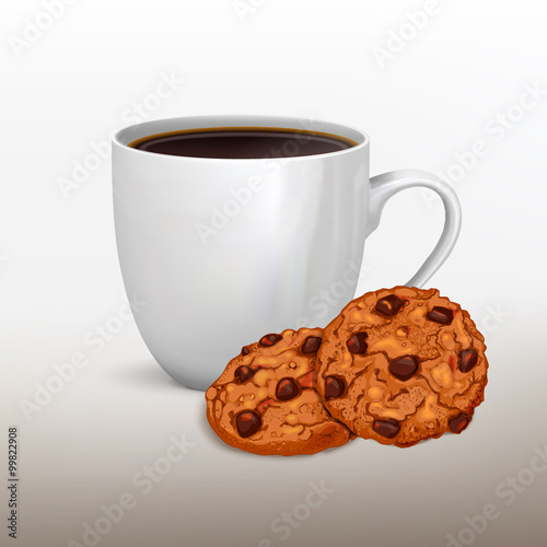 Coffee cup and Cookies front view