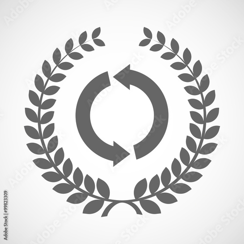 Isolated laurel wreath icon with a round recycle sign