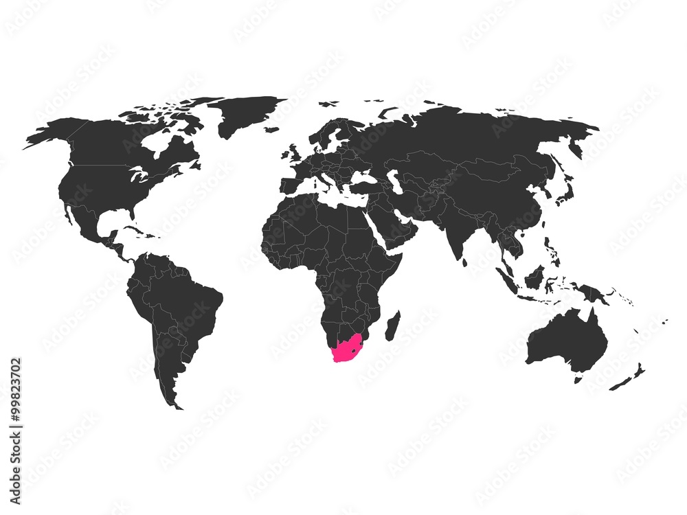 World Map With Highlighted Republic Of South Africa Stock Vector 1000 F 99823702 Odal4ru5pgRMWww2W73c4miUksw8HFMv
