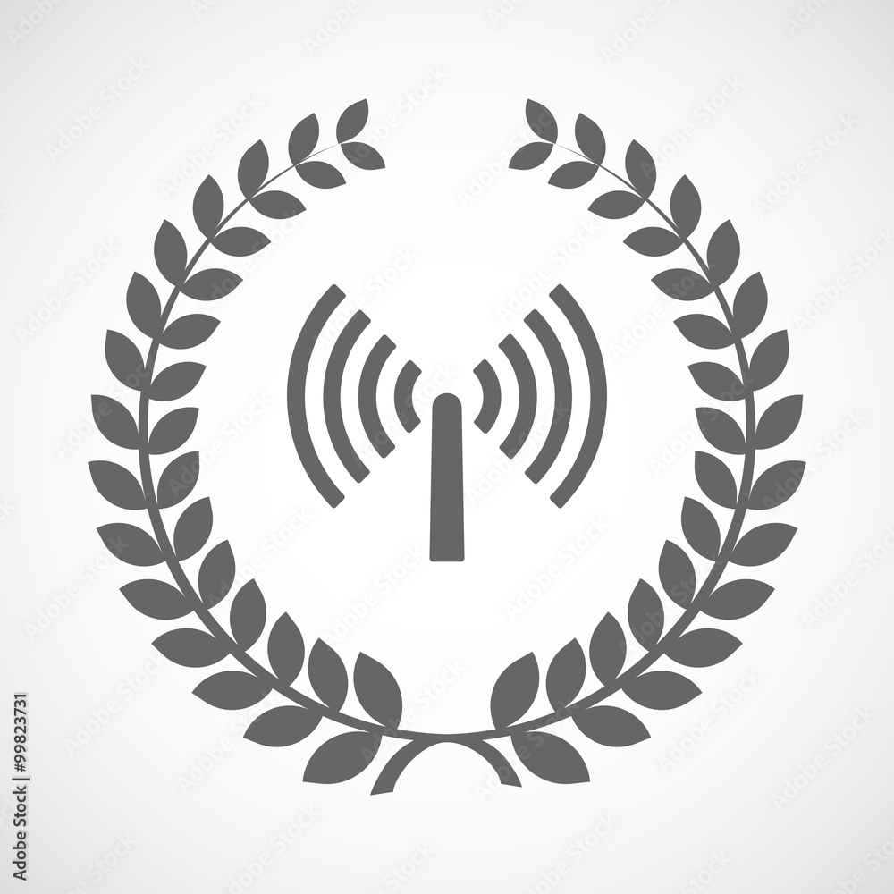 Isolated laurel wreath icon with an antenna Isolated laurel wreath icon with an antenna