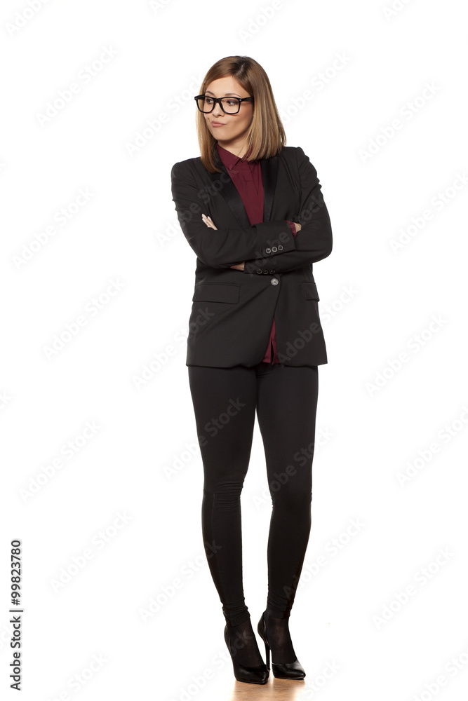 worried business woman with glasses worried business woman with glasses