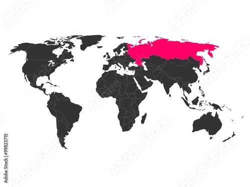 World map with highlighted Russia
