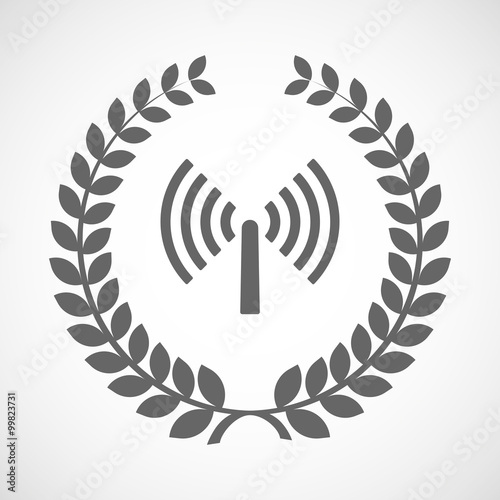 Isolated laurel wreath icon with an antenna
