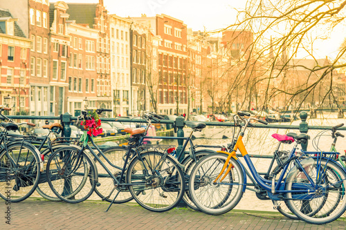 Amsterdam canal and bicycles