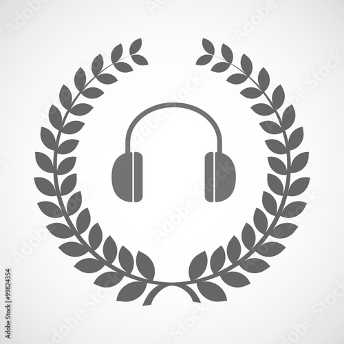 Isolated laurel wreath icon with a earphones