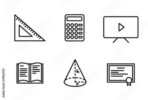 Mathematics icon set outlined