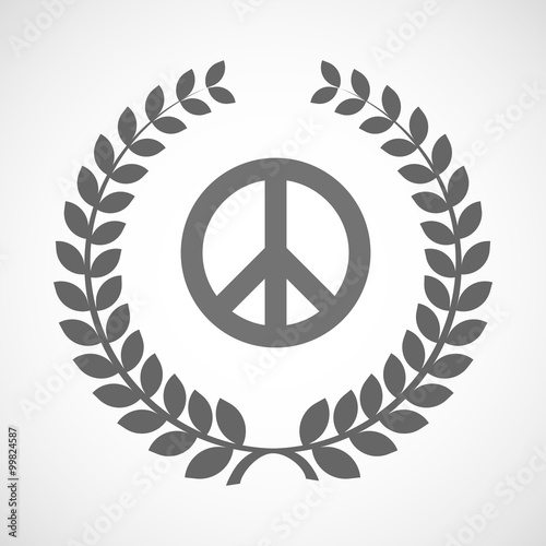 Isolated laurel wreath icon with a peace sign