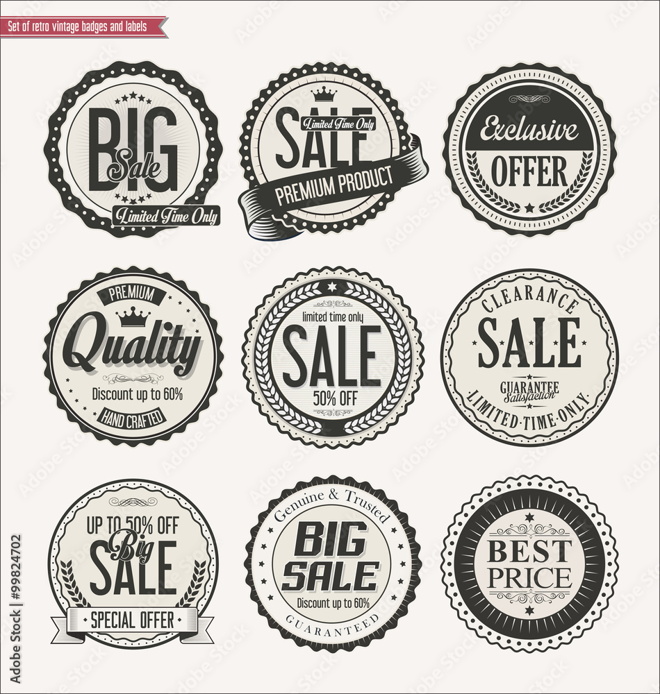 Set of Retro vintage labels and badges