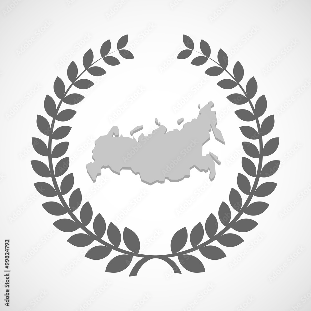 Obraz premium Isolated laurel wreath icon with a map of Russia