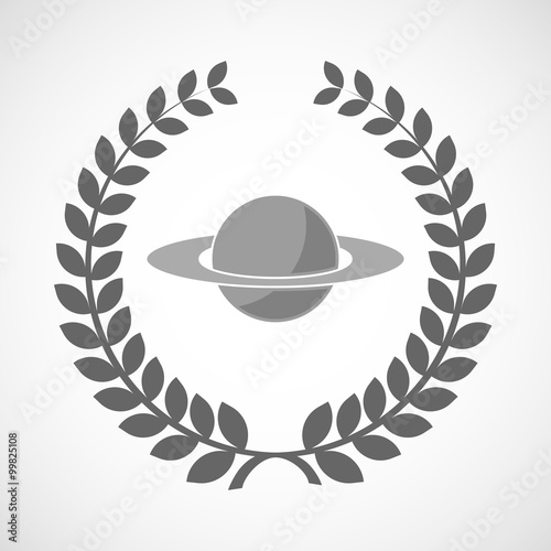 Isolated laurel wreath icon with the planet Saturn
