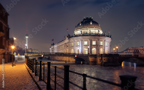 Bode museum Berlin with frozen spree river