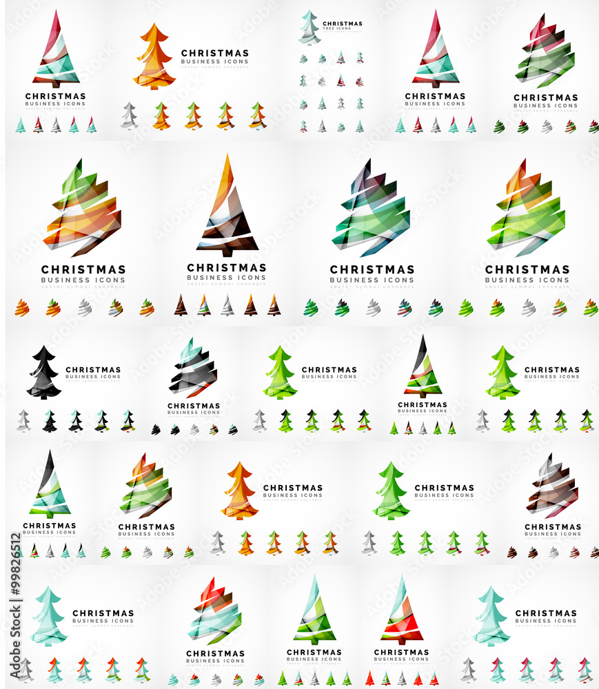 Vector Christmas tree icon set. Geometric design