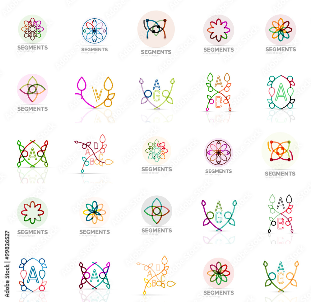 Linear abstract logos, letters, swirls Linear abstract logos, letters, swirls
