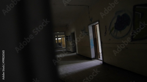 Peeking into an abandoned building