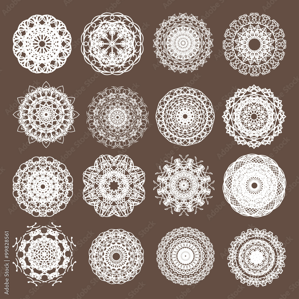 Round Lace Collection Vector Illustration - obrazy, fototapety, plakaty 