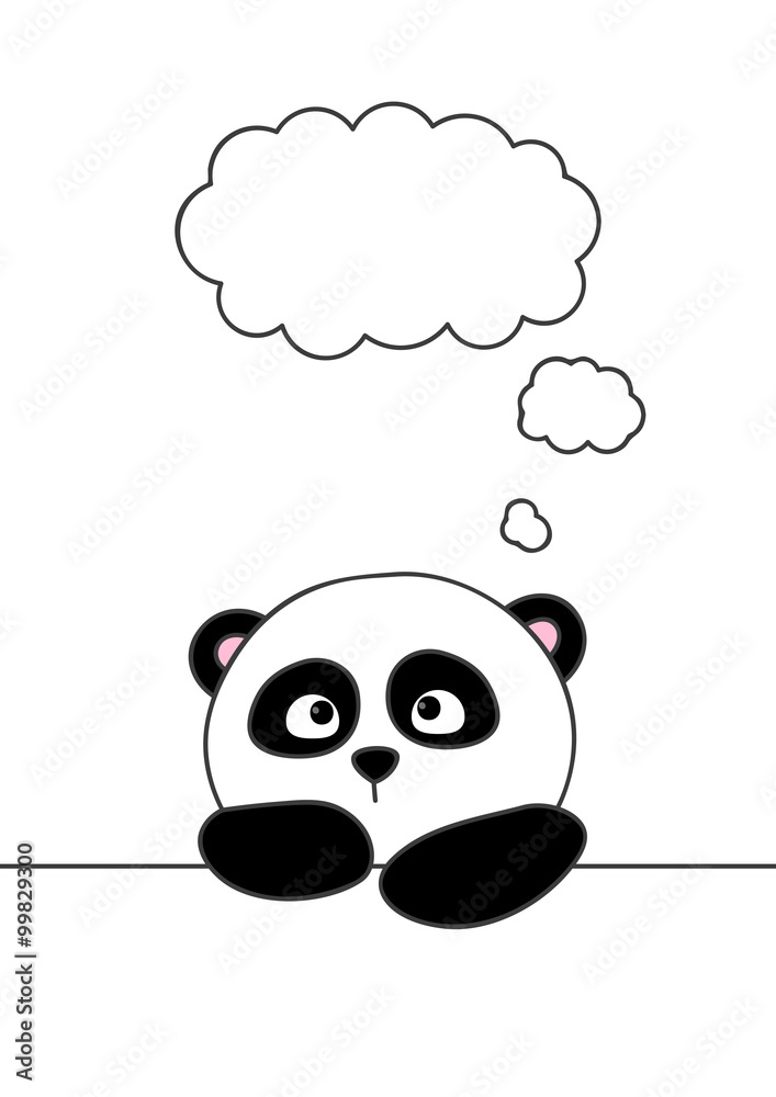 Naklejka premium Cute cartoon panda isolated on white
