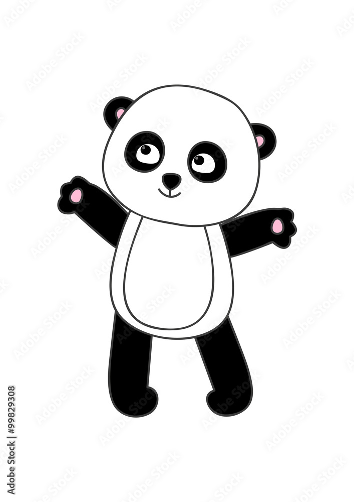 Naklejka premium Cute cartoon panda isolated on white