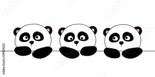 Fototapeta Naklejka Na Ścianę i Meble -  Cute cartoon pandas isolated on white