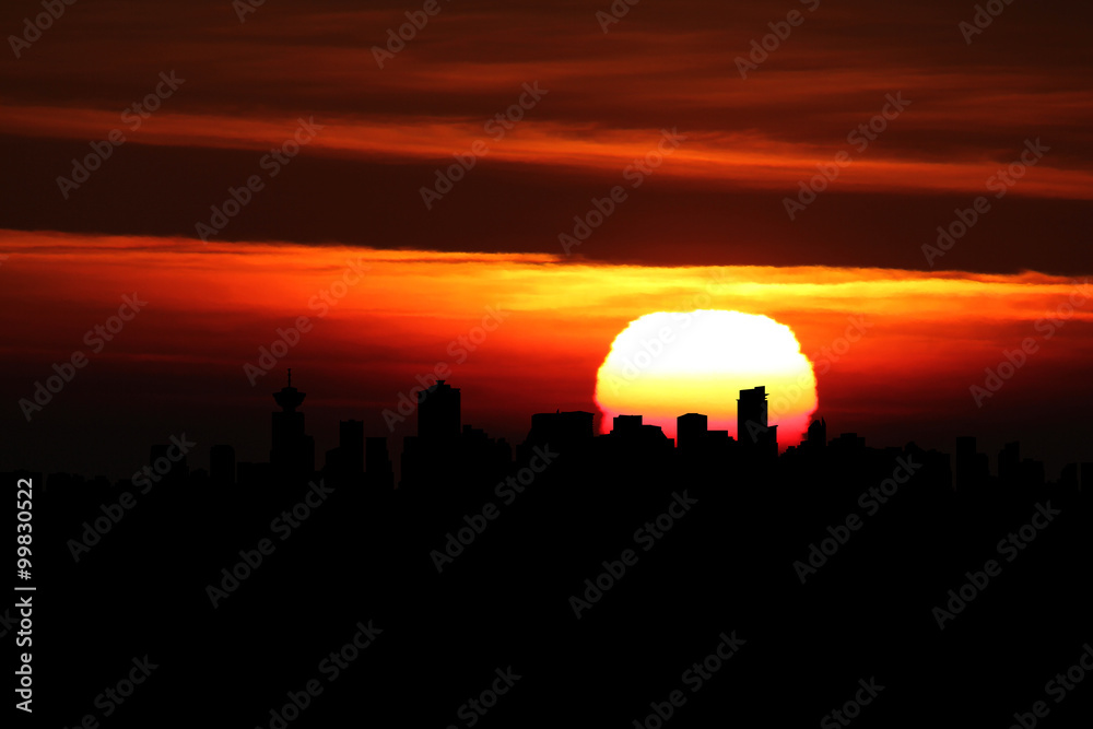 Obraz premium Vancouver skyline at sunset illustration
