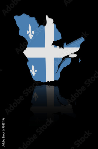 Quebec map flag with reflection illustration