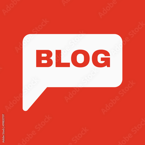 The speech bubble with a blog icon. Internet and forum, chat, online symbol. Flat